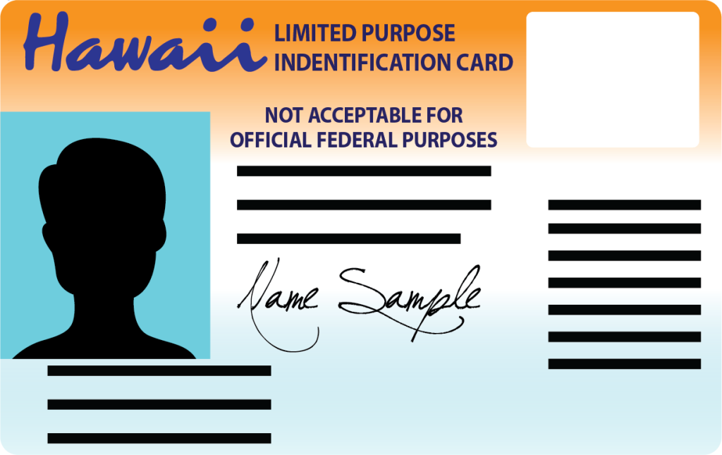 Limited Purpose State Identification Card graphic with orange top