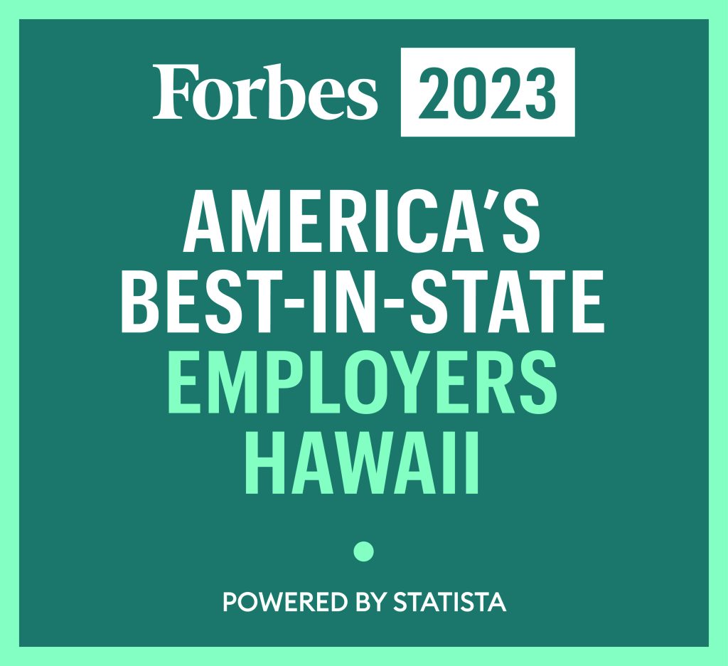 Logo showing the Forbes Best-In-State Employers Hawaii graphic