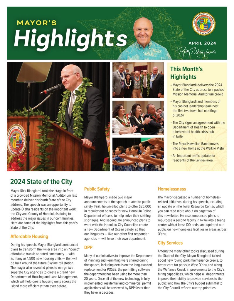 Photo showing the front cover of the Mayor's April 2024 newsletter.