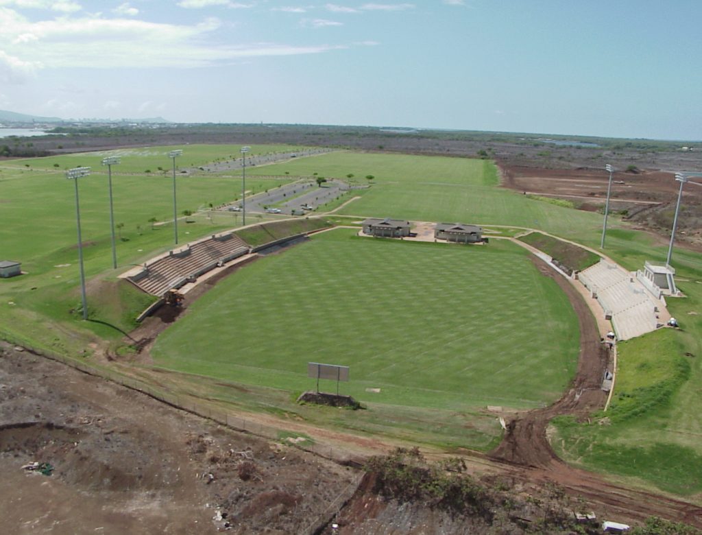 Aerial photo showing the City's Waipiʻo Soccer Complex.