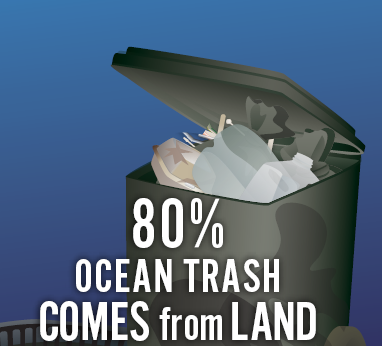80% of ocean trash comes from land.
